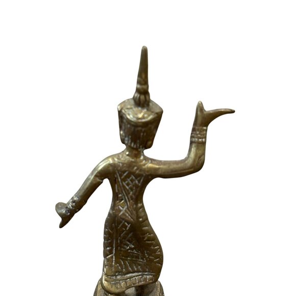 Handcrafted Brass Thai Dancer Statue - Small Decorative Figurine - Picture 4 of 6